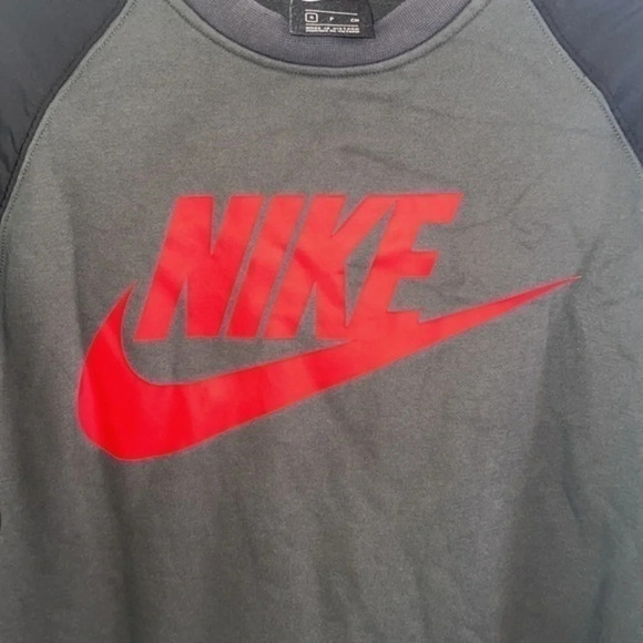 NIKE Gray & Red Fleece Pullover Sweatshirt - Picture 6 of 12
